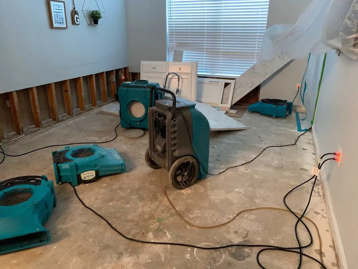Dehumidifier in flood-cut room for Water Damage Restoration in Nogales